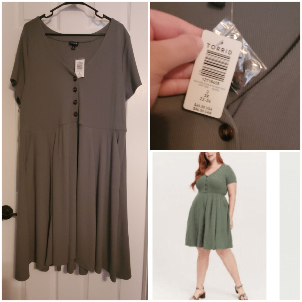 Torrid (3) Light Green Rib Button Down Dress